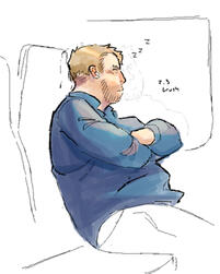 digital painting of a guy on the train